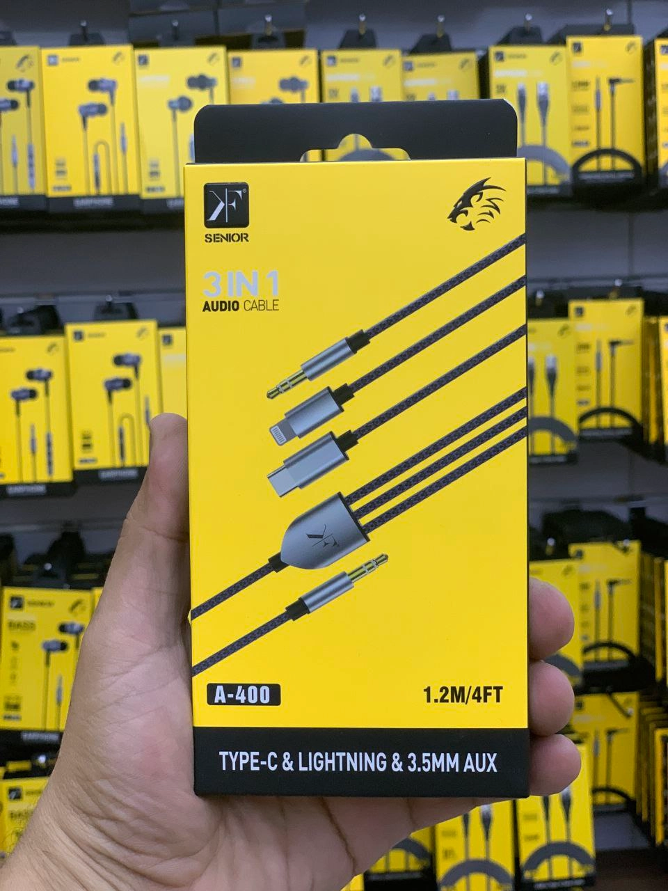 کابل AUX 3.5 mm به تایپ سی و لایتنینگ سه منظوره سینیور کوفنگ  A-400