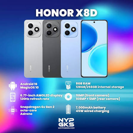 گوشی موبایل آنر X8D رم 8 گیگ رام و حافظه داخلی 512 گیگ 4G